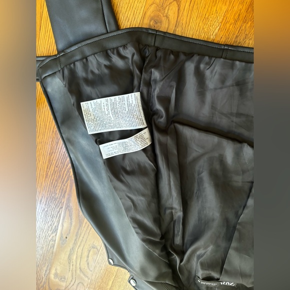 Zara vegan leather black belted biker jacket sz. XS - Picture 14 of 16